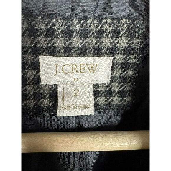 J.Crew Women's Blazer Jacket Size 2 Wool Houndstooth Elbow Patches preppy - Picture 4 of 11